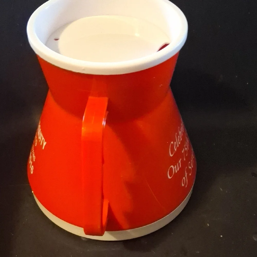 Perryton, TX Red Promotional Mug with White Trim Plastic Travel Wide Base Lid - Picture 3 of 5